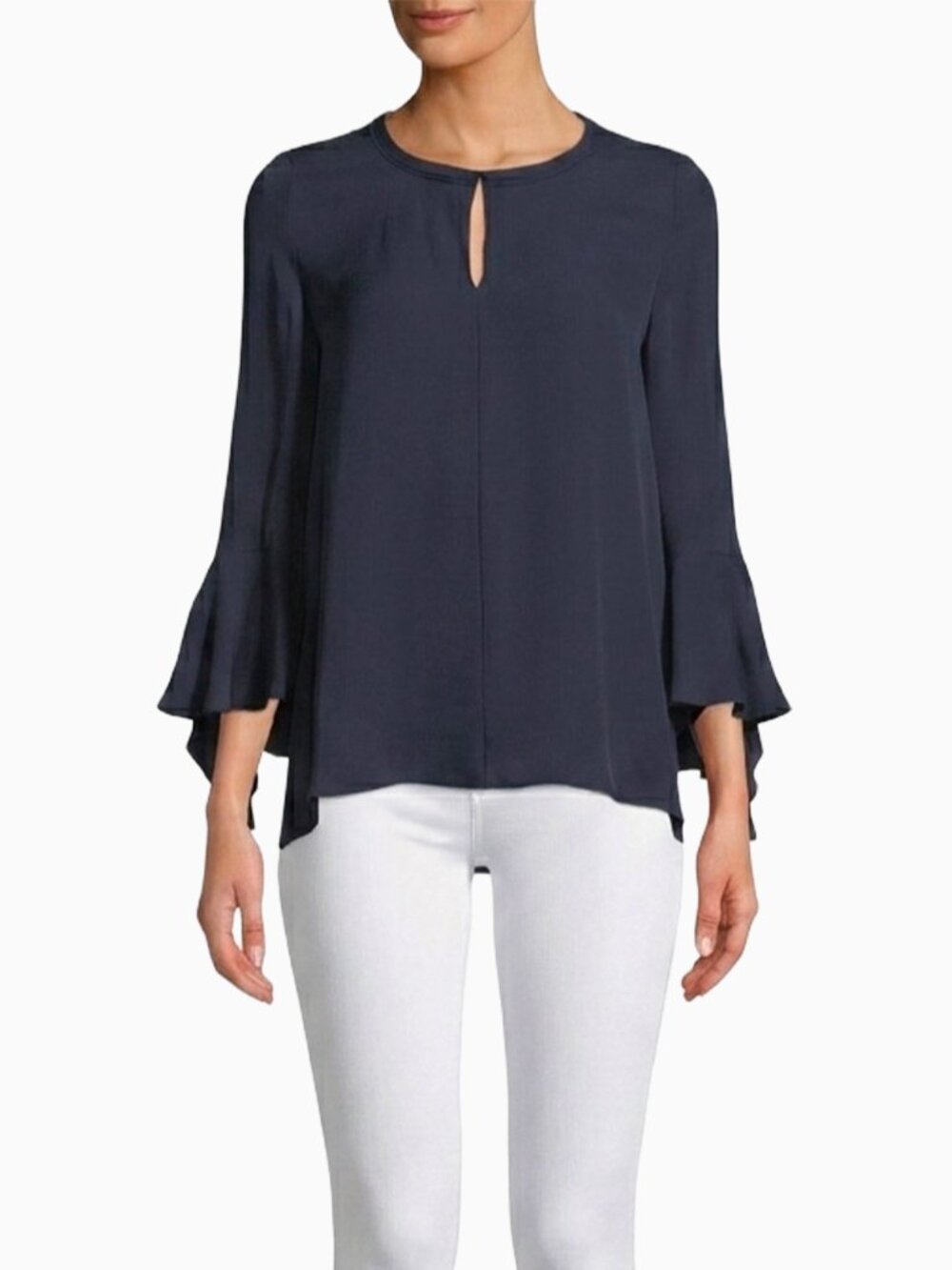 Kobi Halperin Shia Navy Silk Blouse S Tiered Bell Sleeve Fairy Poet Whimsigoth
